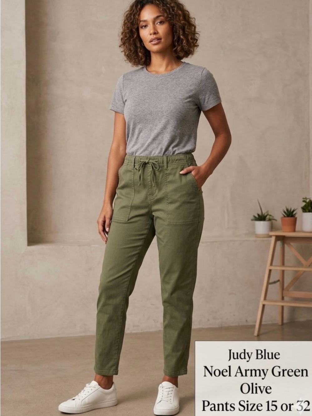 Judy Blue Noel Army Green Utility Pants Size 15 or 32